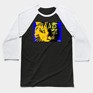 ANGRY CAT POP ART -  ORANGE YELLOW BLUE BLACK Baseball T-Shirt